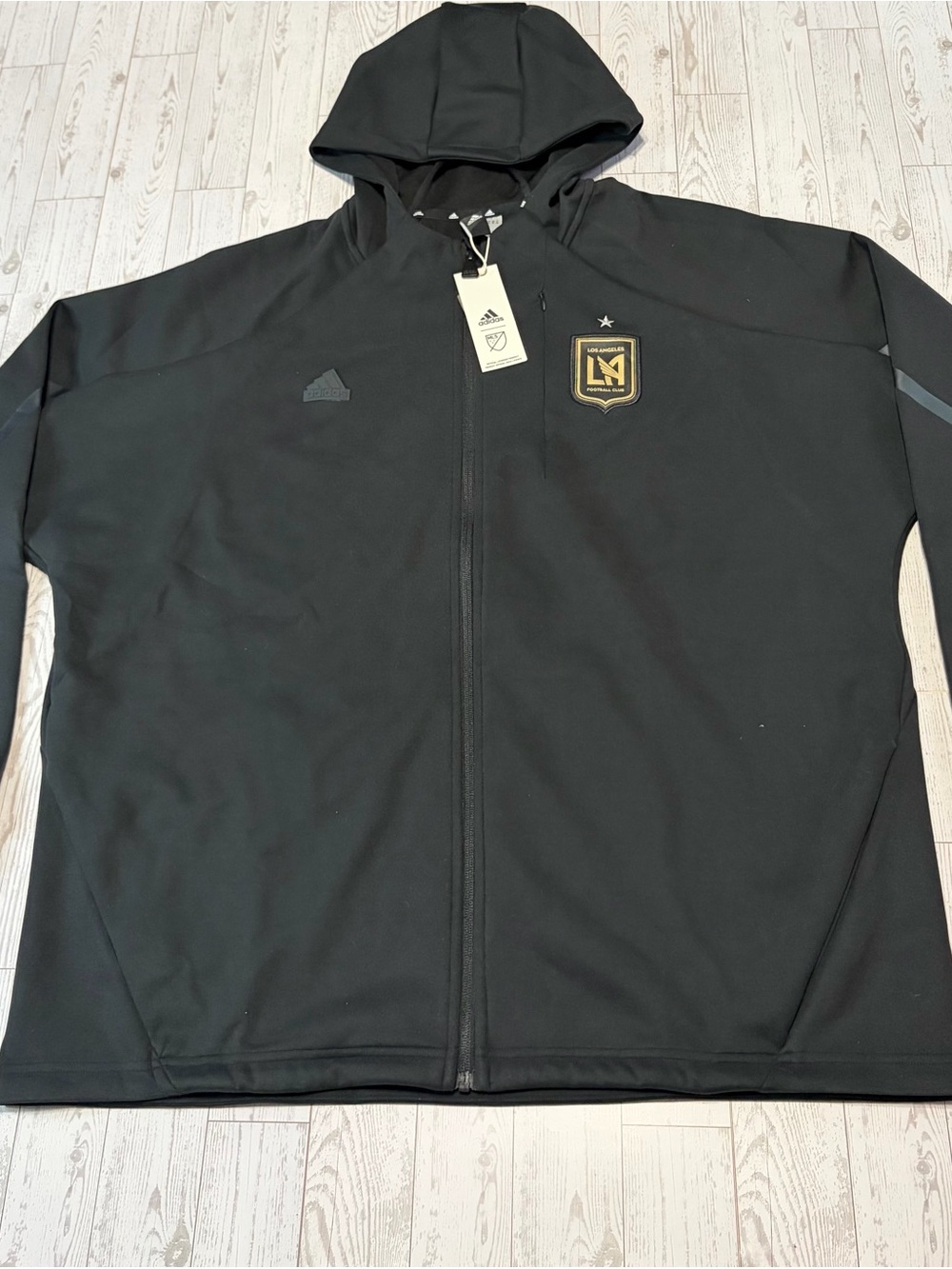 2XL Adidas Black LAFC Full-Zip Hooded Performance Jacket